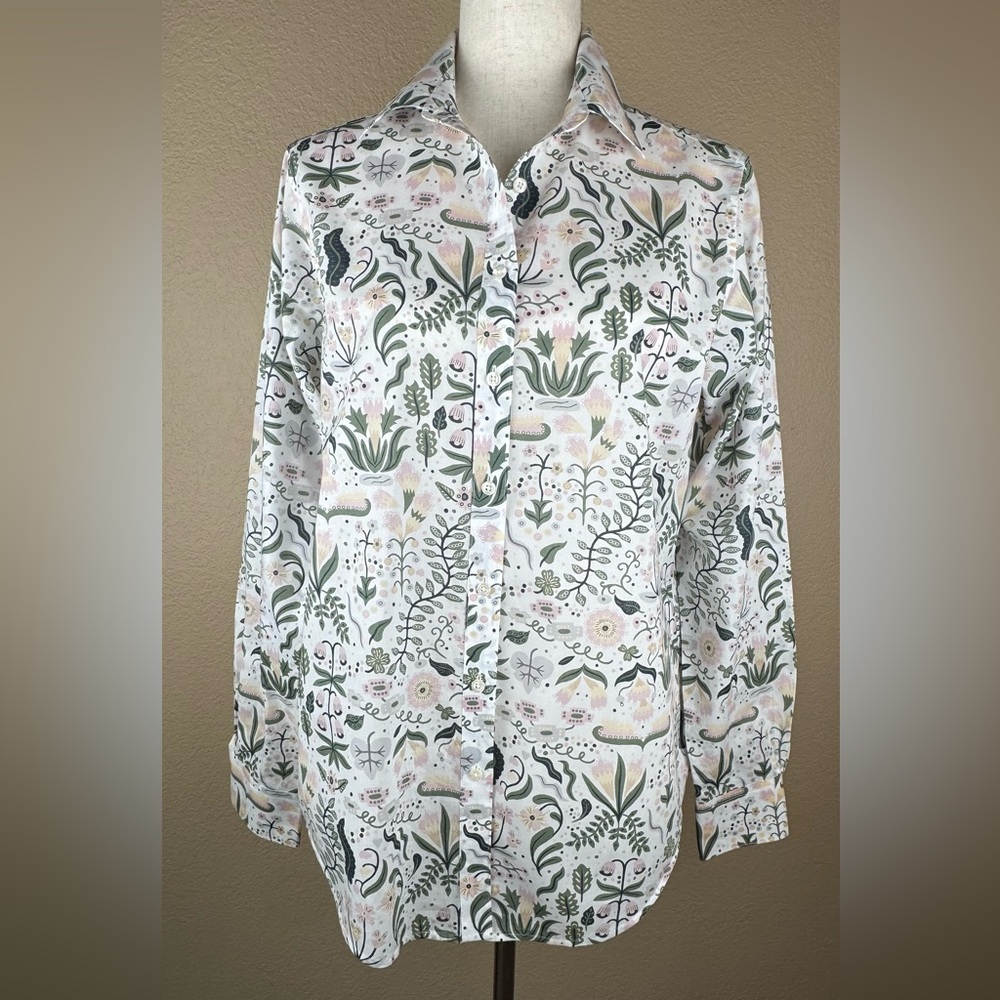 Brooks Brothers Women’s Long Sleeve, Button Down Blouse. Garden Print. Size- 8